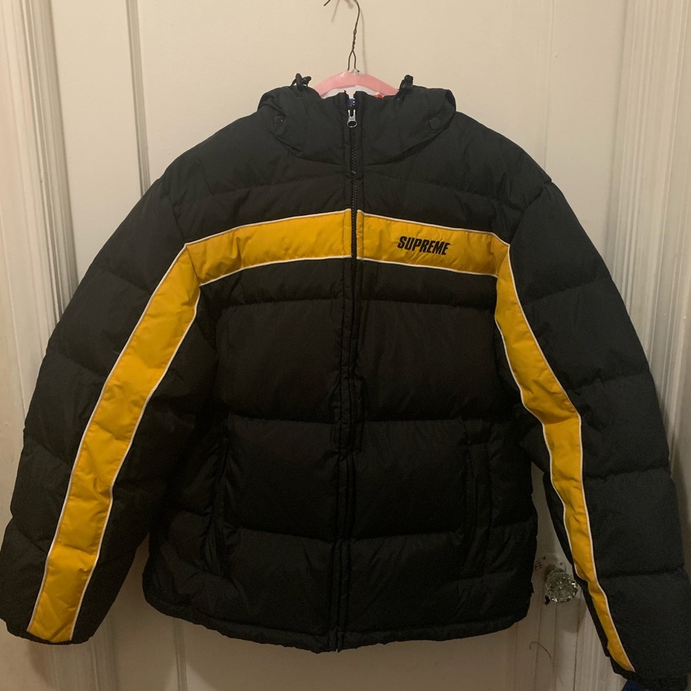 Supreme Stripe Panel Down Jacket Black